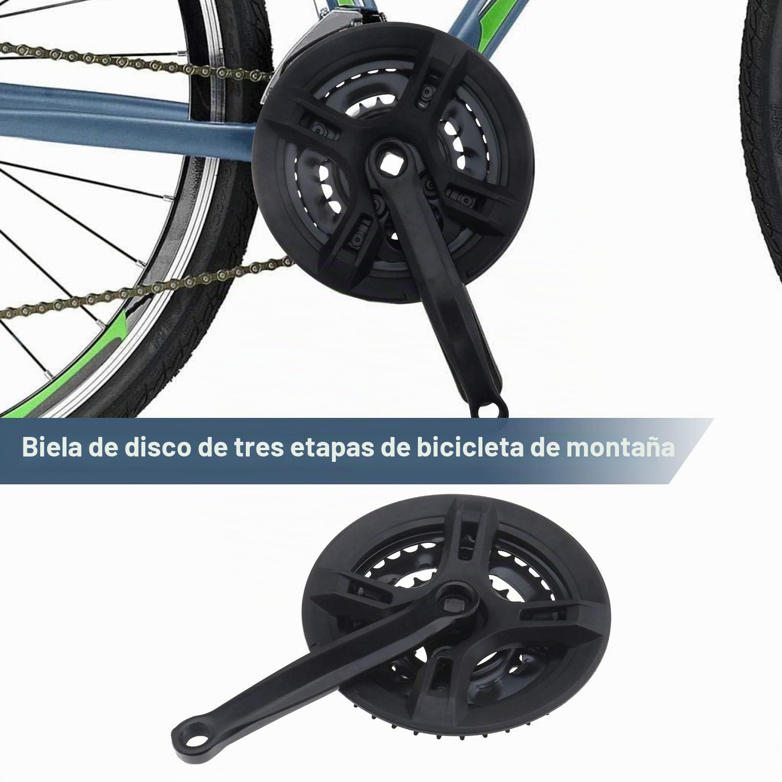 Kit Bielas Triples para Bicicleta Montaña Brazo Manivela 170 mm Platos Negros 42/34/24T con Soporte Inferior Apto para 5/6/7/8 Velocidades la Mayoría de Los Accesorios Repuesto MTB
