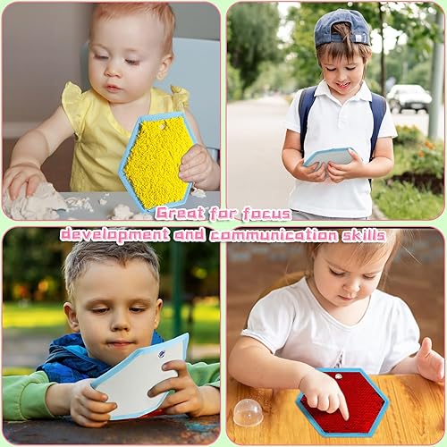 Miniatura 13 de Boao Juego de 8 mini alfombrillas sensoriales surtidas texturizadas, azulejos sensoriales para el suelo, juguetes táctiles educativos para Redonda