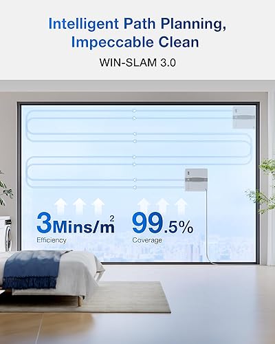 Miniatura 7 de ECOVACS WINBOT Mini robot de limpieza de ventanas, diseño compacto, boquillas dobles con rociador ultrasónico, sistema de protección de 9 etapas,