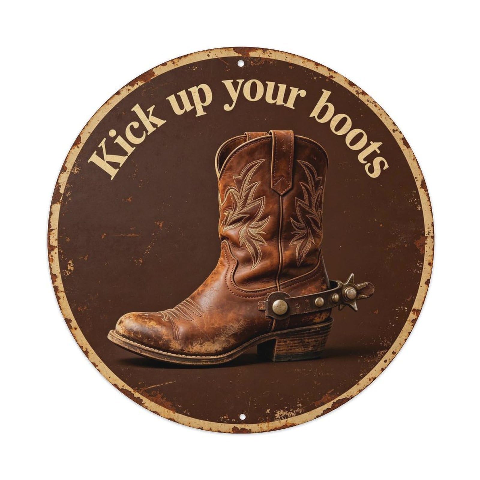 Vintage_leather_boot_ Metal Tin Sign Plaque