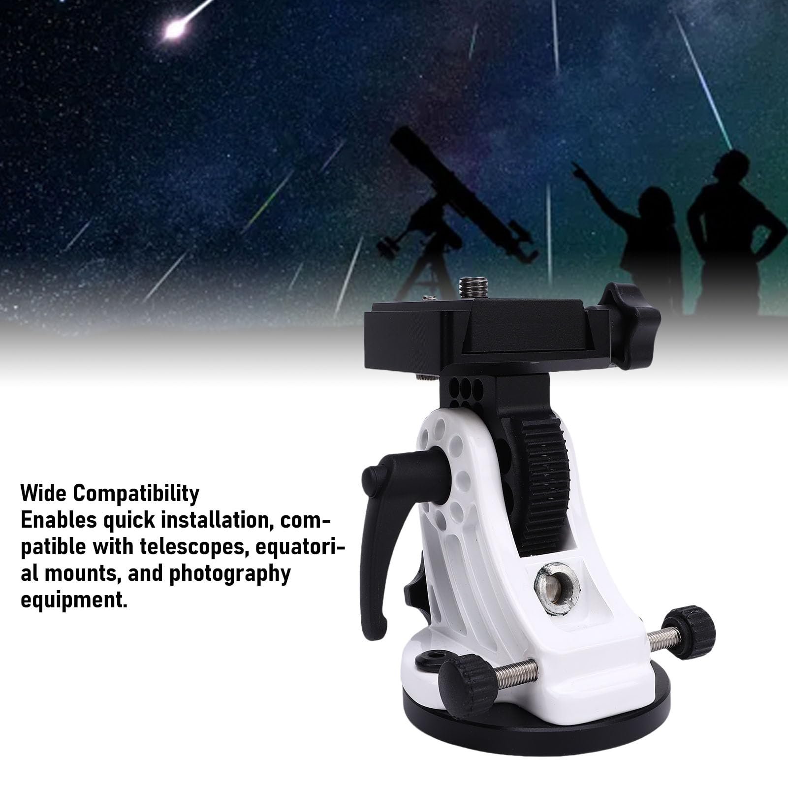 CCYLEZ Montaje de Latitud del Telescopio, Accesorios de Trípode Telescopio de Aluminio, Ajuste de 0 a 90 Grados Montaje Ecuatorial, Base de Latitud de Cuña Ecuatorial (White)
