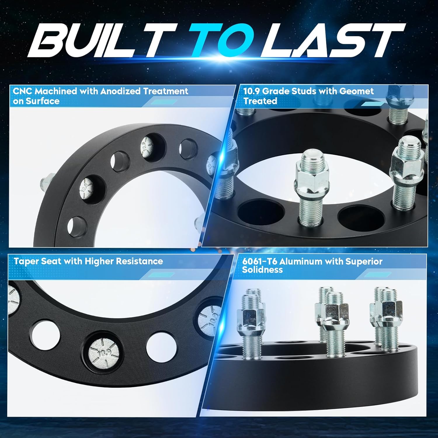 8x6.5 1.5" (38.1mm) Wheel Spacers with 126.15mm Bore, 9/16"-18 Studs for 1967-1974 GMC C/K25 C/K2500 Pickup, 1975-1986 Chevy C30 K20, 1970-1998 Ford F-250 F-350, 8x165.1mm 8 Lugs Wheel Adapters 2pcs