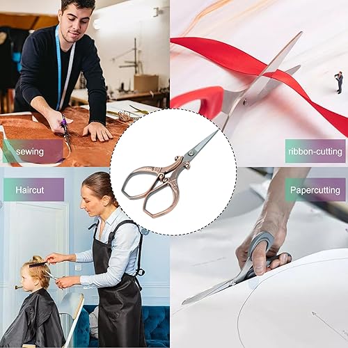 Miniatura 5 de yueton Tijeras de bordado de costura con mango de ángulo de esquina de plumaje vintage (cobre)