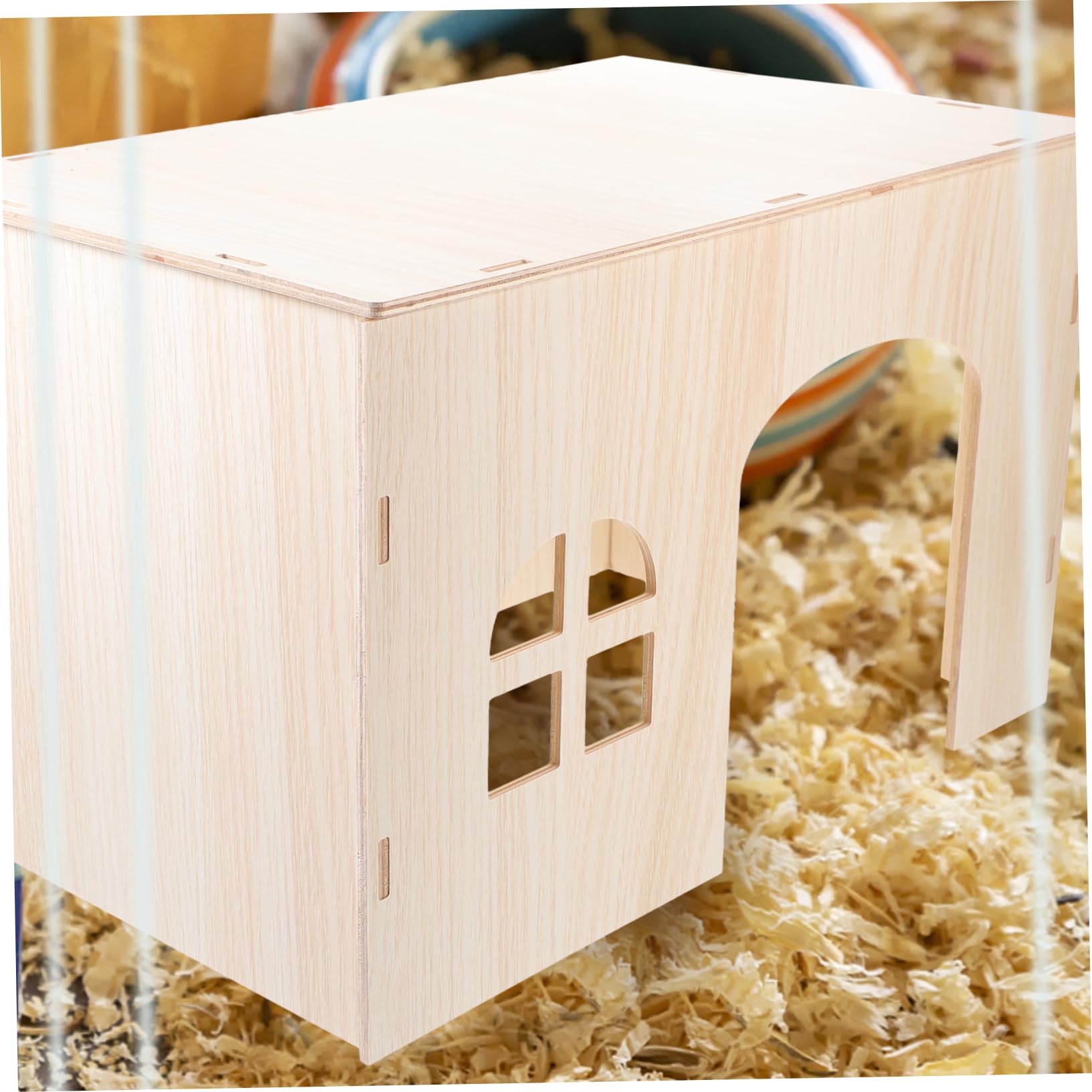 Casa de Madera Nido Resistente Beige para Hámsteres y Chinchillas y Cama Acogedora para Pequeños Roedores y Conejos en Espacios Interiores
