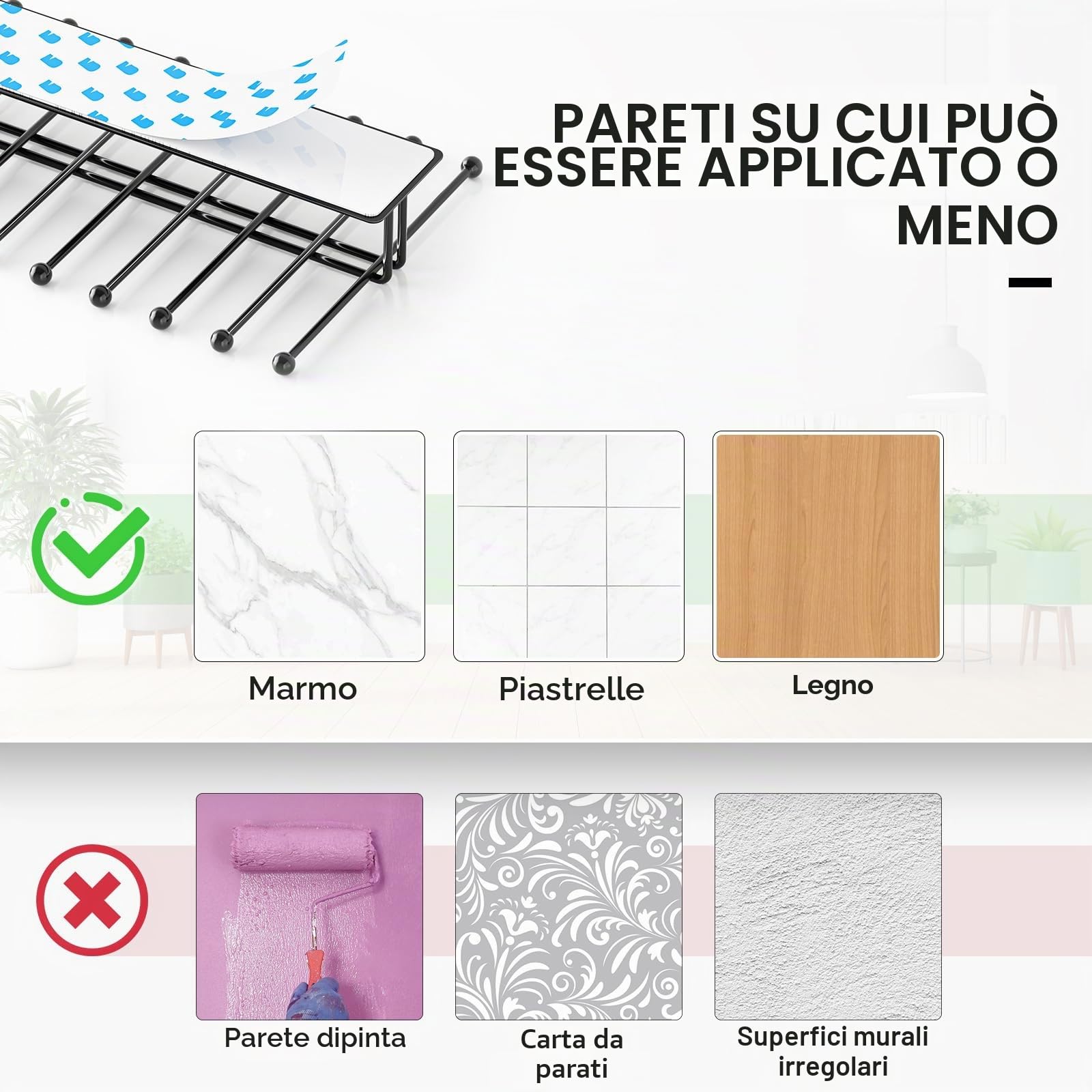 Portacravatte da Armadio, Porta Cravatte da Parete Adesivo, Porta Cinture da Armadio con 20 Ganci per Organizzare e Conservare Cravatte, Organizer per Cravatte da Uomo e Cinture, fermacravatta