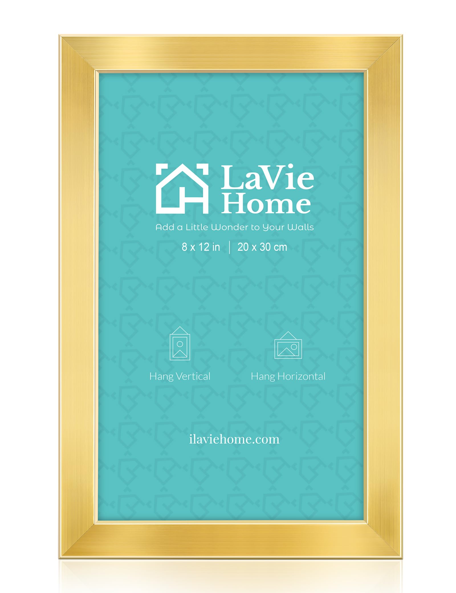 LaVie Home 8x12 Picture Frame, 8 x 12 Wood Poster Frame with High Definition Plexiglass, Horizontal or Vertical Wall Gallery Poster Frames Suitable for Document Poster Picture, Gold 1pc