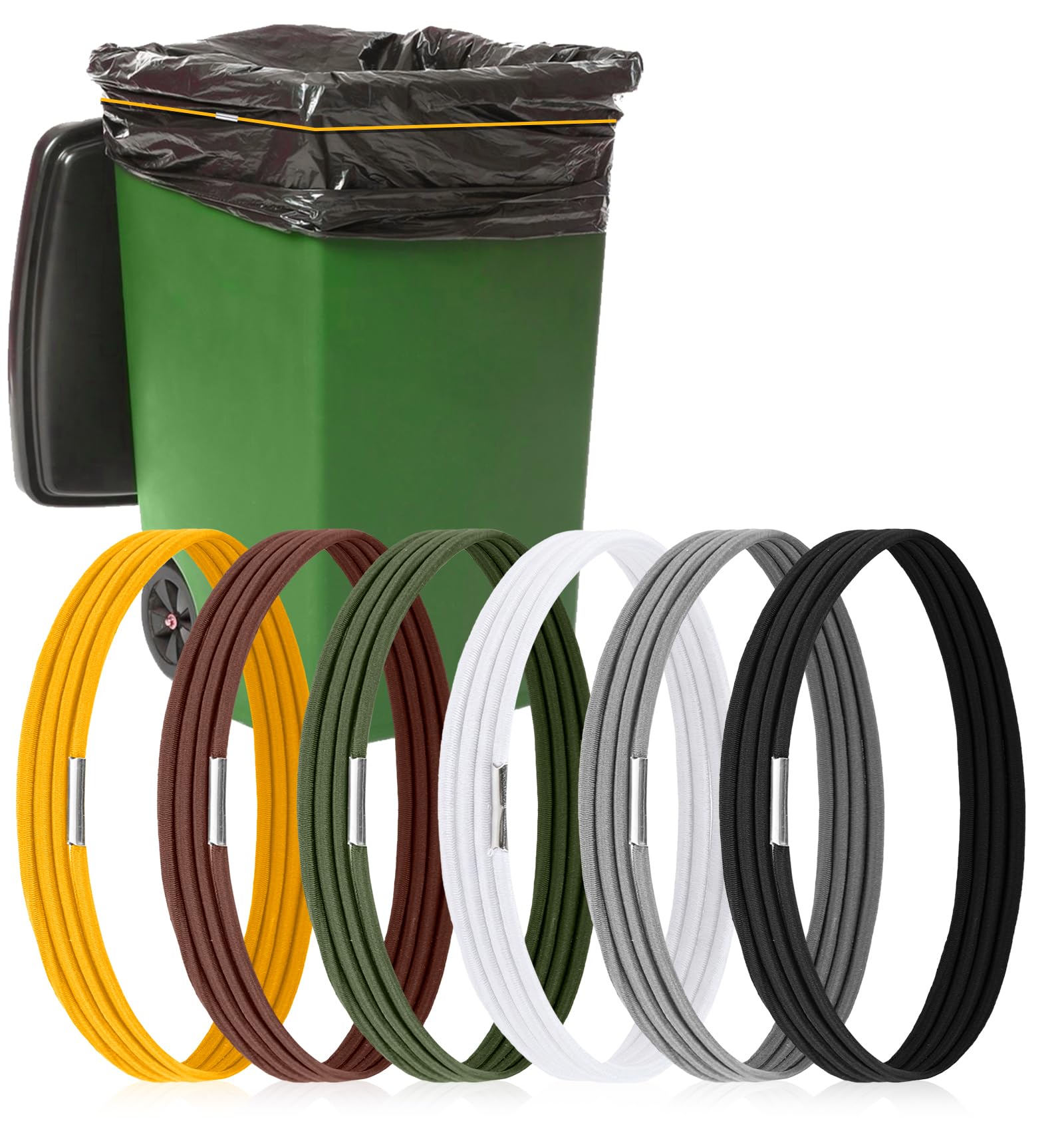 6 Pcs Wheelie Bin Bag Clips, Heavy Duty Trash Can Bands 55-96(Multicolor)