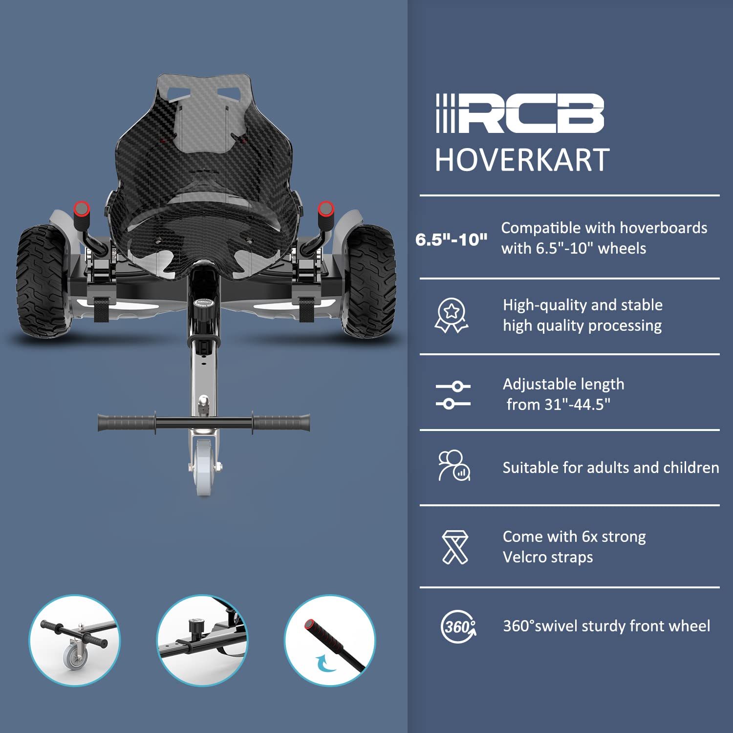 RCB Hoverboards SUV mit Sitz Hoverboards Off-Road, App-fähige Bluetooth Hoverboards, 8,5 '' Hummer + Hoverkart Go Kart für Self Balancing hoverboards, Geschenk für Kinder