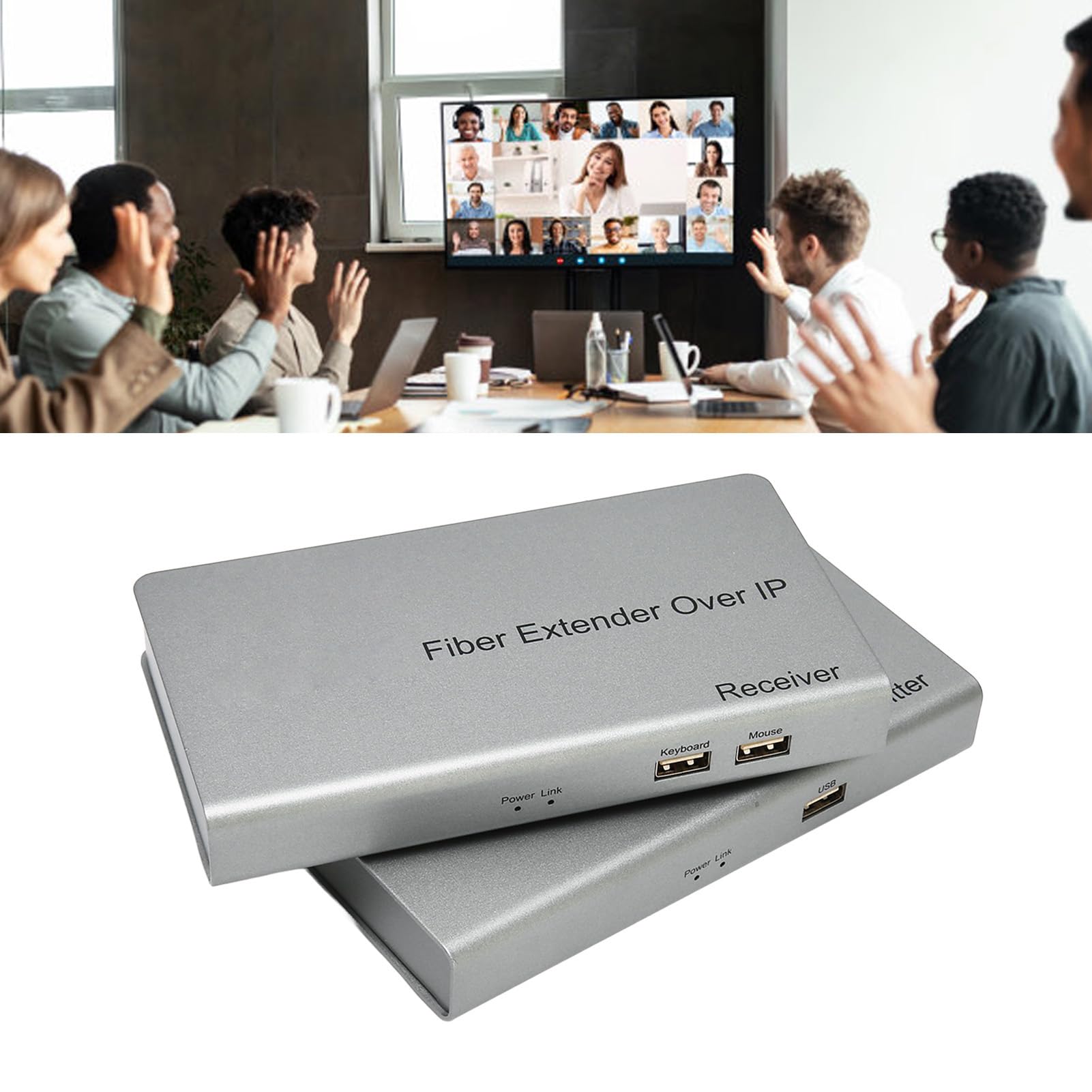 Extensor HDMI, Extensor HDMI sobre Cable de Fibra óptica 12.4 Millas 20 Km, Adaptador de Extensión HDMI 1080P para Jugadores Consolas de Juegos PC a Monitores Pantallas TV (Enchufe de la UE)