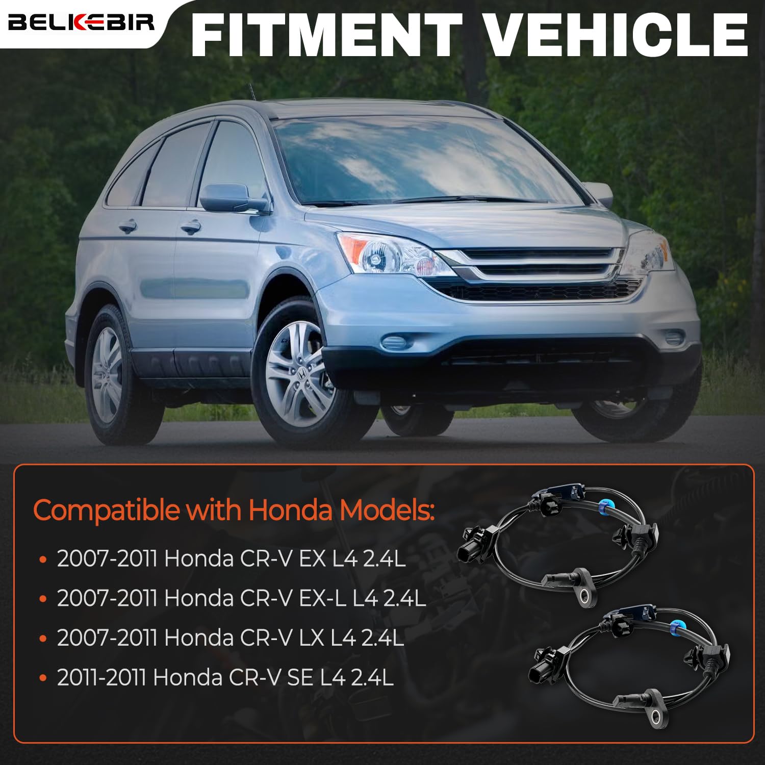 2PCS Front ABS Wheel Speed Sensor Left & Right Compatible with 2007-2011 Honda CRV EX/EX-L/LX 2.4L L4 Driver & Passenger Side ABS Sensor Replace ALS1598, ALS1608, 57455-SWA-003, 57450-SWA-003