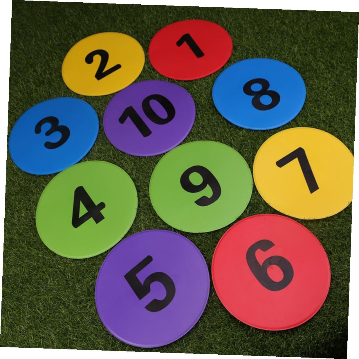 Luxshiny 10pcs Football Training Sign Discs Numbered Soccer Marker Plates Random Colors Set for Outdoor Football Agility and Field Marking Equipment