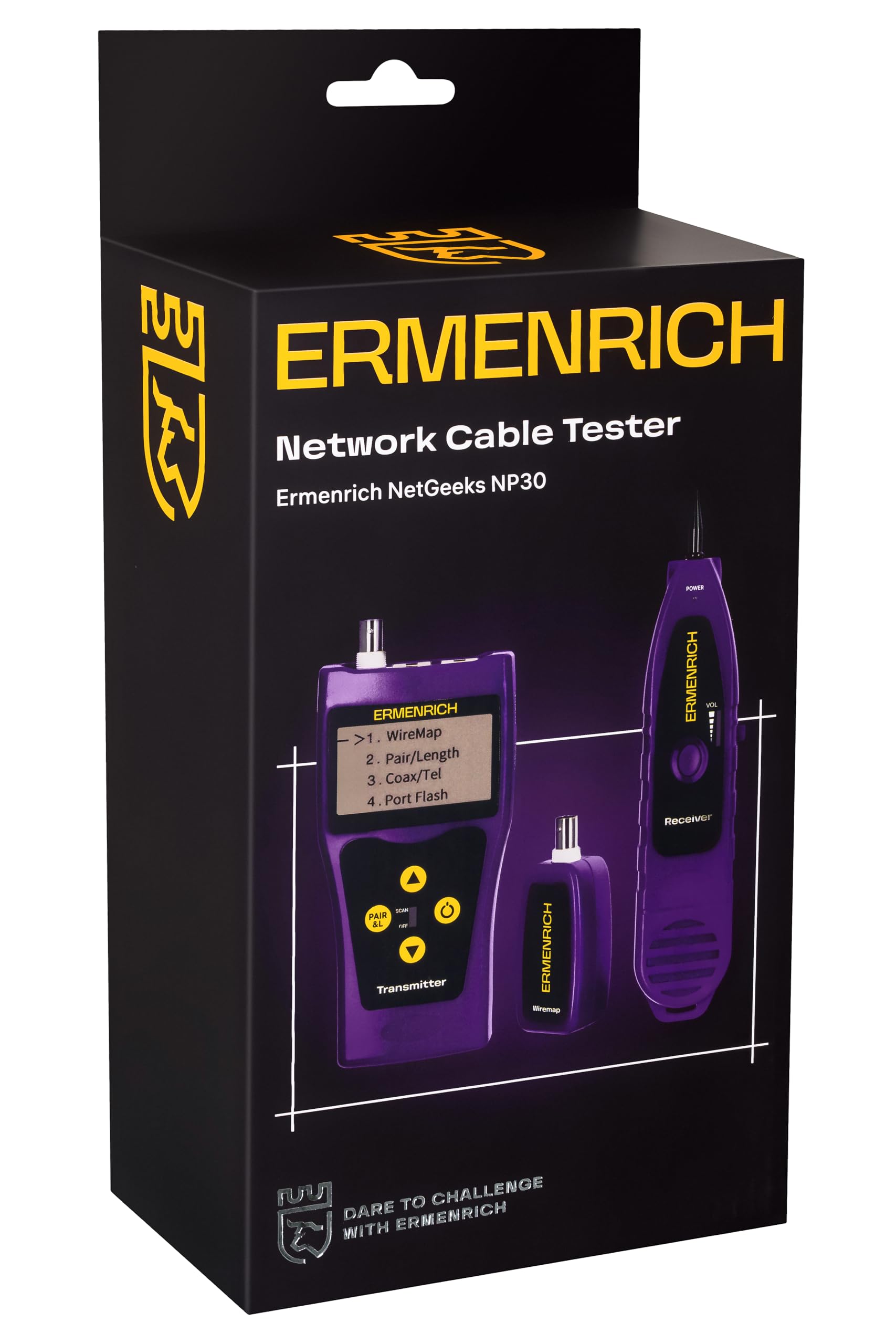 NetGeeks NP30 Tester per Cavi di Rete Test Lunghezza del Cavo | Testa Linee Telefoniche con Porta Flash 350m per LAN RJ45/RJ11Tracker CAT5E CAT6 CAT6A CAT7 Trova Interruzioni Cortocircuiti