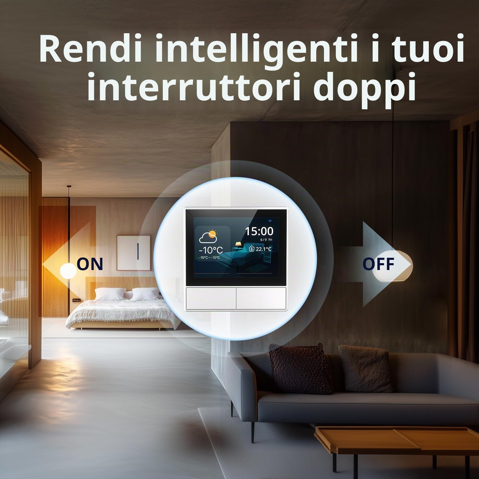 SONOFF NSPanel-EUW WI-FI interruttore a muro Smart Scene, Smart Light, Temperatura e Umidità All-in-one touchscreen controllo bidirezionale, compatibile con Google Home, Alexa per 503 BOX(White))