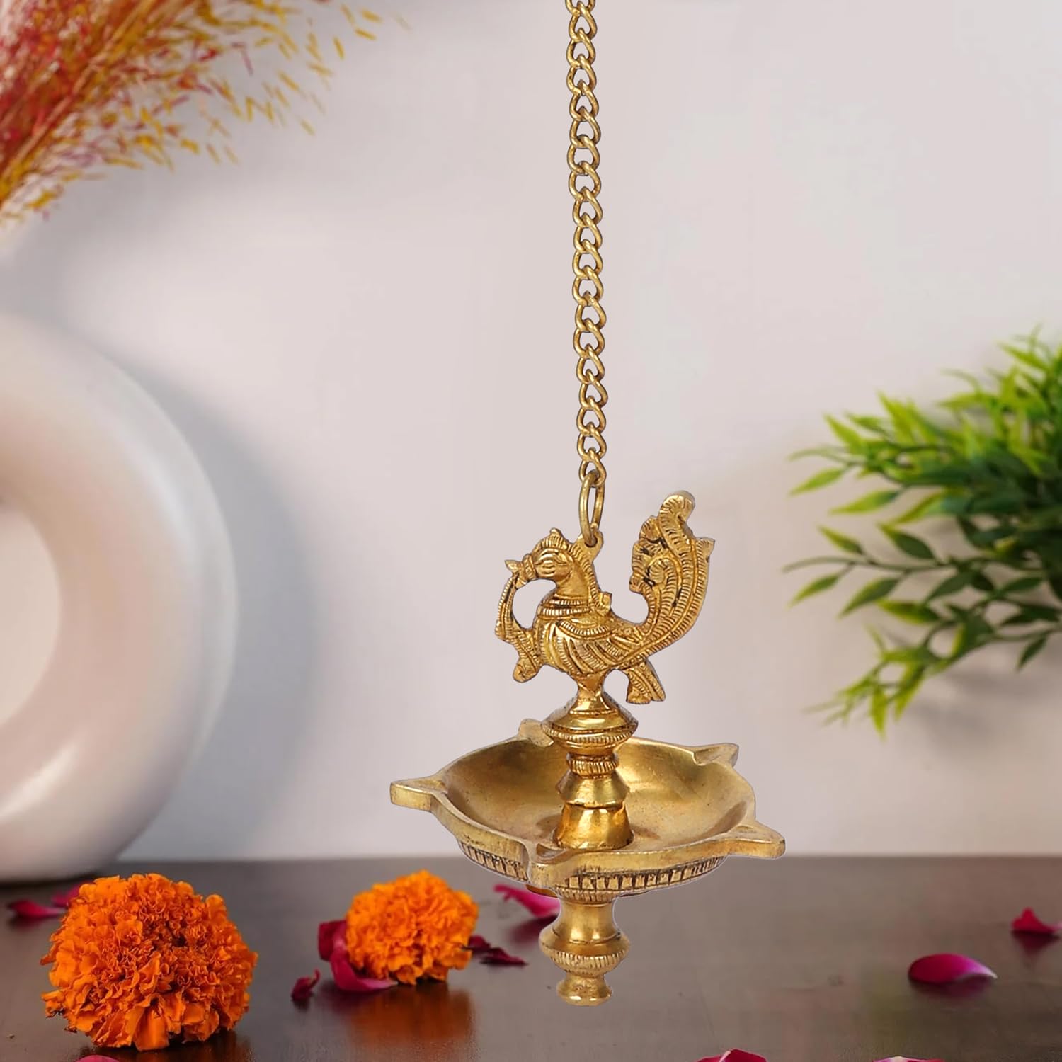 Kartique Brass Diya In Traditional Design Brass Hanging Diya