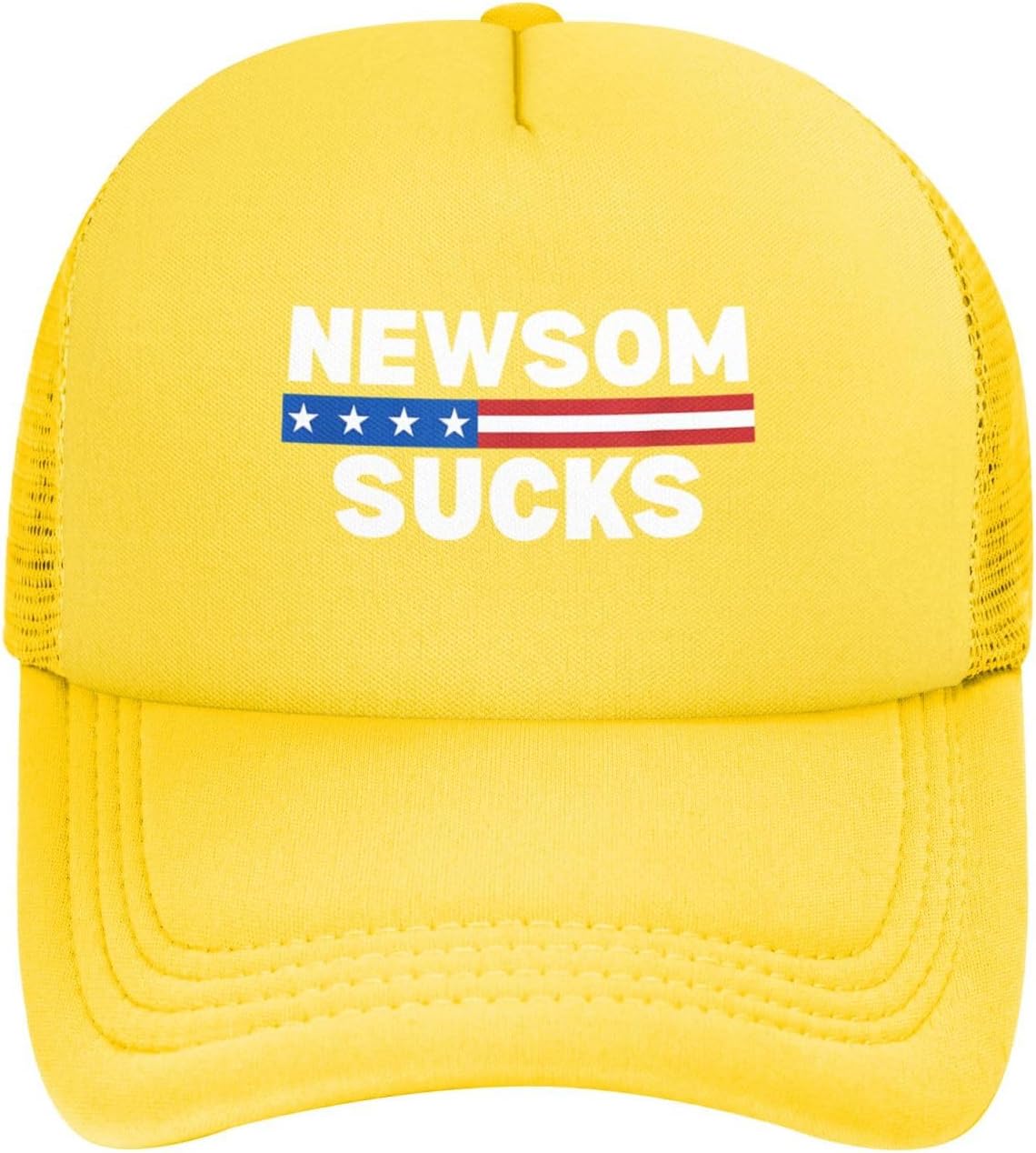 Fuck Newsom Hat Gavin Newsom Sucks Anti Newsom Mesh Hat Baseball Cap Men Women Trucker Hat Yellow