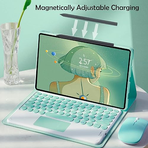 Miniatura 2 de Funda con teclado táctil para tablet Xiaomi Pad 66 Pro de 11.0 pulgadas, funda con teclado folio con linda llave redonda, teclado y mouse