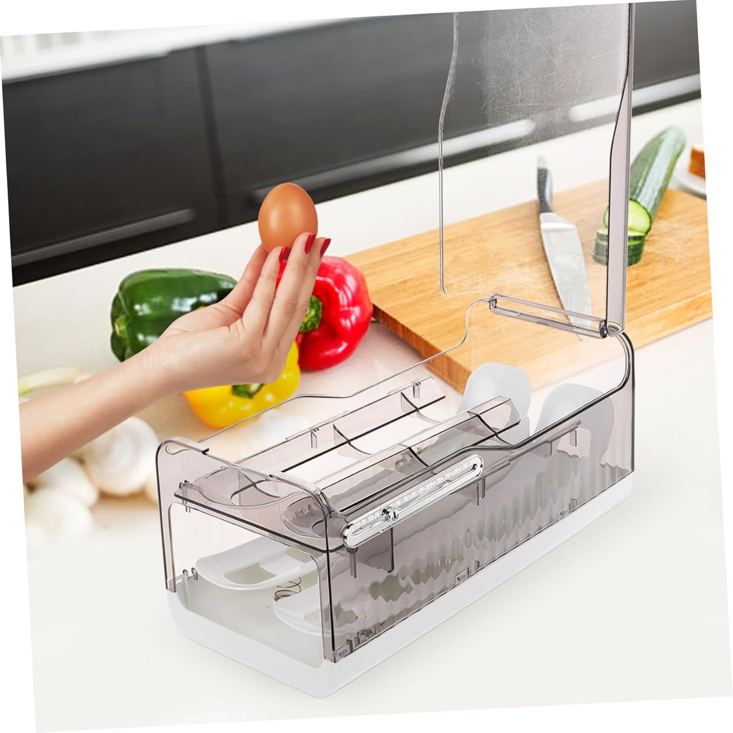 Alipis Egg Storage Box Drawer Food-grade Plastic Egg Dispenser for Refrigerator Easy Access Rolling Design Space-saving for Kitchen and Family Use