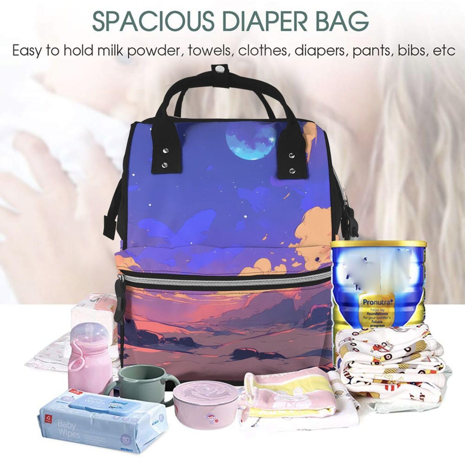 Mochila multifuncional personalizada para pañales, bolsa de pañales de gran capacidad con mamás y papás, viajes y uso diario