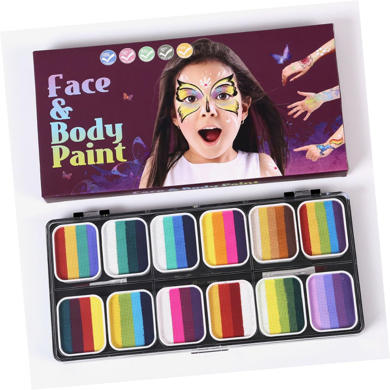 FOMIYES Halloween Face Paint Neon Colors Water-soluble Body Paint Kit Face Painting Kit for Adults Non-toxic Mixable