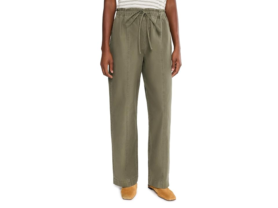 Faherty Cotton Twill Drawstring Pants Women's Clothing Olive: Xs 29.5 In Green