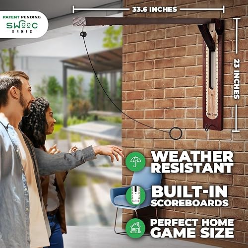 Miniatura 4 de SWOOC Games - Ring Toss Game (All Weather) - New Zealand Pine - Additional Games Included - Ring Toss Game for Adults and Kids - Yard Toss Game for