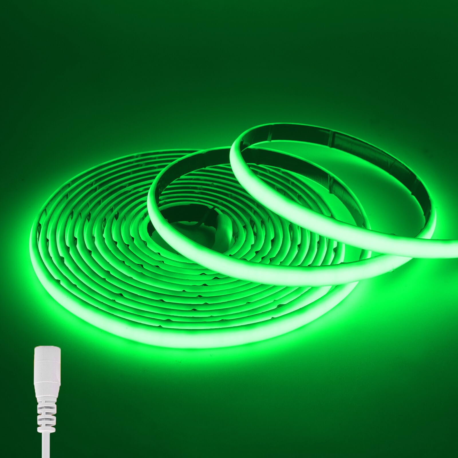 KAFULA 12V COB LED neon Strip [10m, Green Light], 320 LEDs/m IP68 Waterproof Flexible LED Light Strip CRI90+, Double-Sided Adhesive Installation, can be Cut Every 5cm, Home Decoration