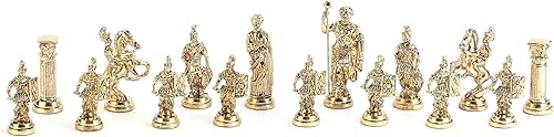 Miniatura 4 de (Sin tablero) Figuras históricas hechas a mano de Roma Piezas de ajedrez de metal, tamaño grande, tamaño King 4 pulgadas (solo piezas)