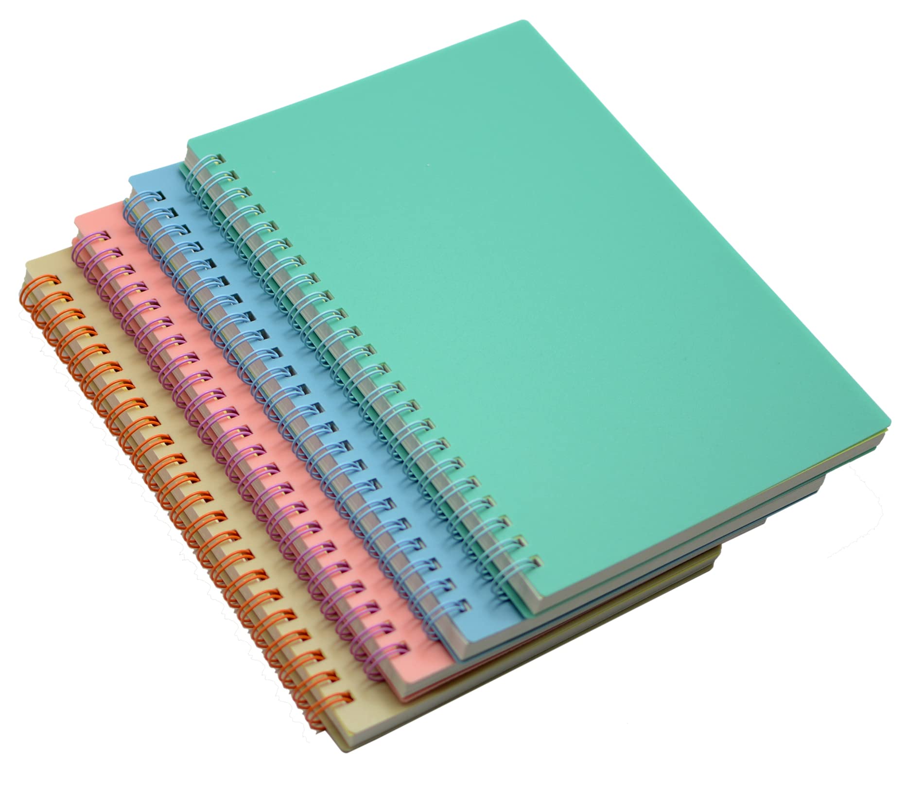 Spiral Notebook, 4 Pcs A5 Thick Plastic Hardcover 8mm Ruled 4 Color 80 Sheets -160 Pages Journals for Study and Notes (Light Pink,Light Green,Light Blue,ivory, A5 5.7" x 8.3"-Ruled) - Light Pink,Light Green,Light Blue,ivory A5 5.7" x 8.3"-Ruled