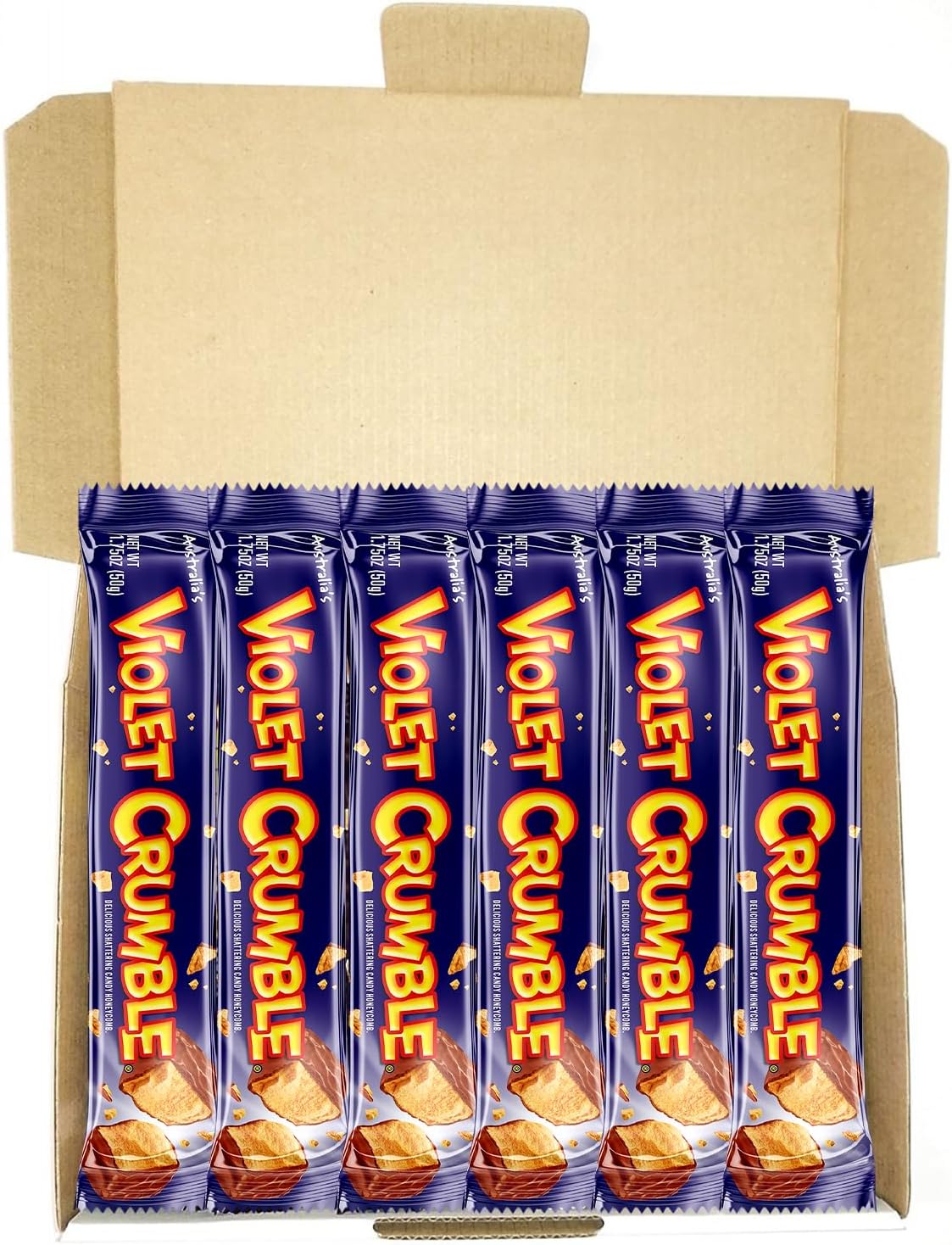 Violet Crumble Milk Chocolate Honeycomb Bars – 6-Pack – 1.76 oz Each – Made in Australia