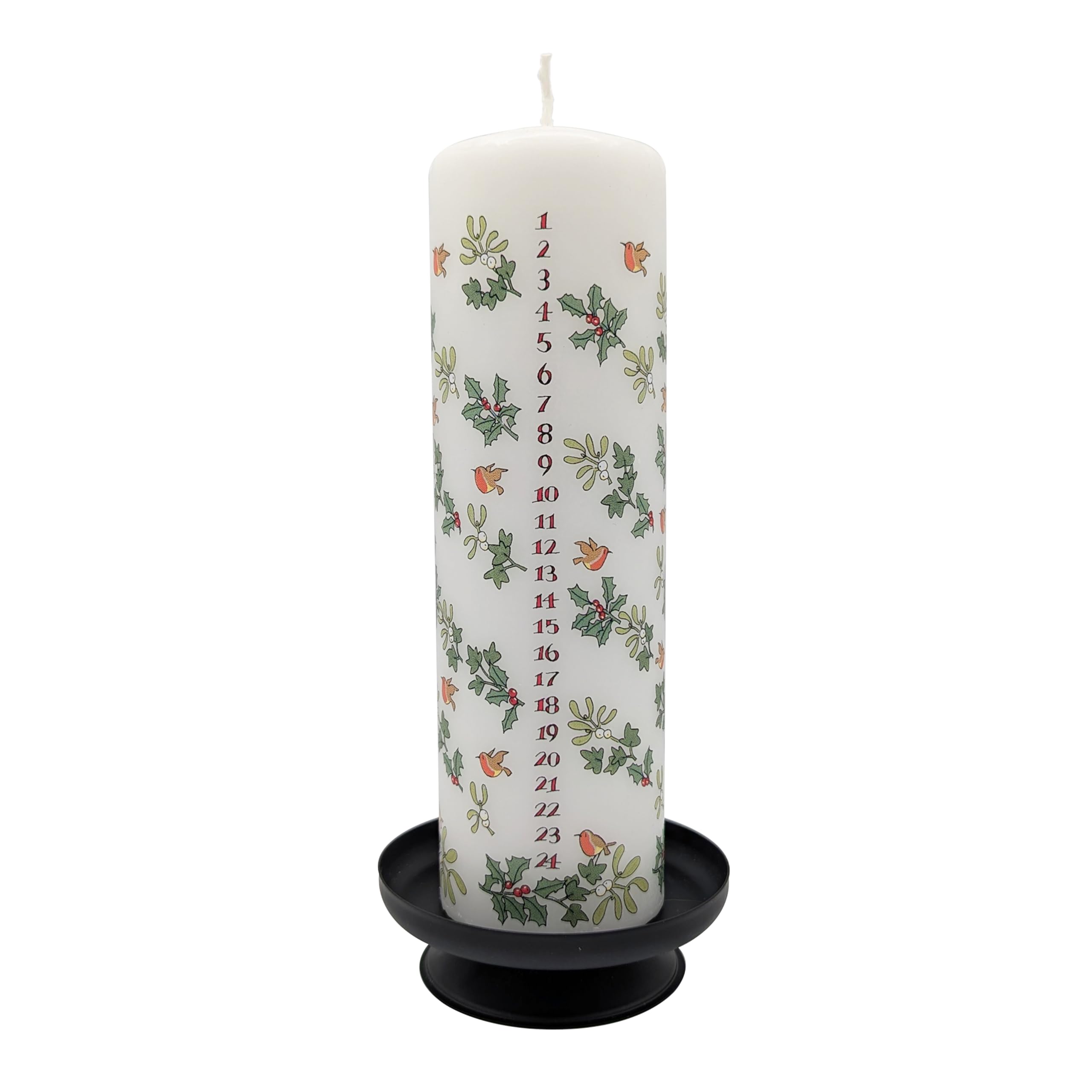 Alison Gardiner Multi-Colored Holly And The Ivy Advent Pillar Candle – Unscented Wax Christmas Countdown, 70Hr Burn, Handmade In Uk – Festive Candle For Table, Mantelpiece & Seasonal Décor