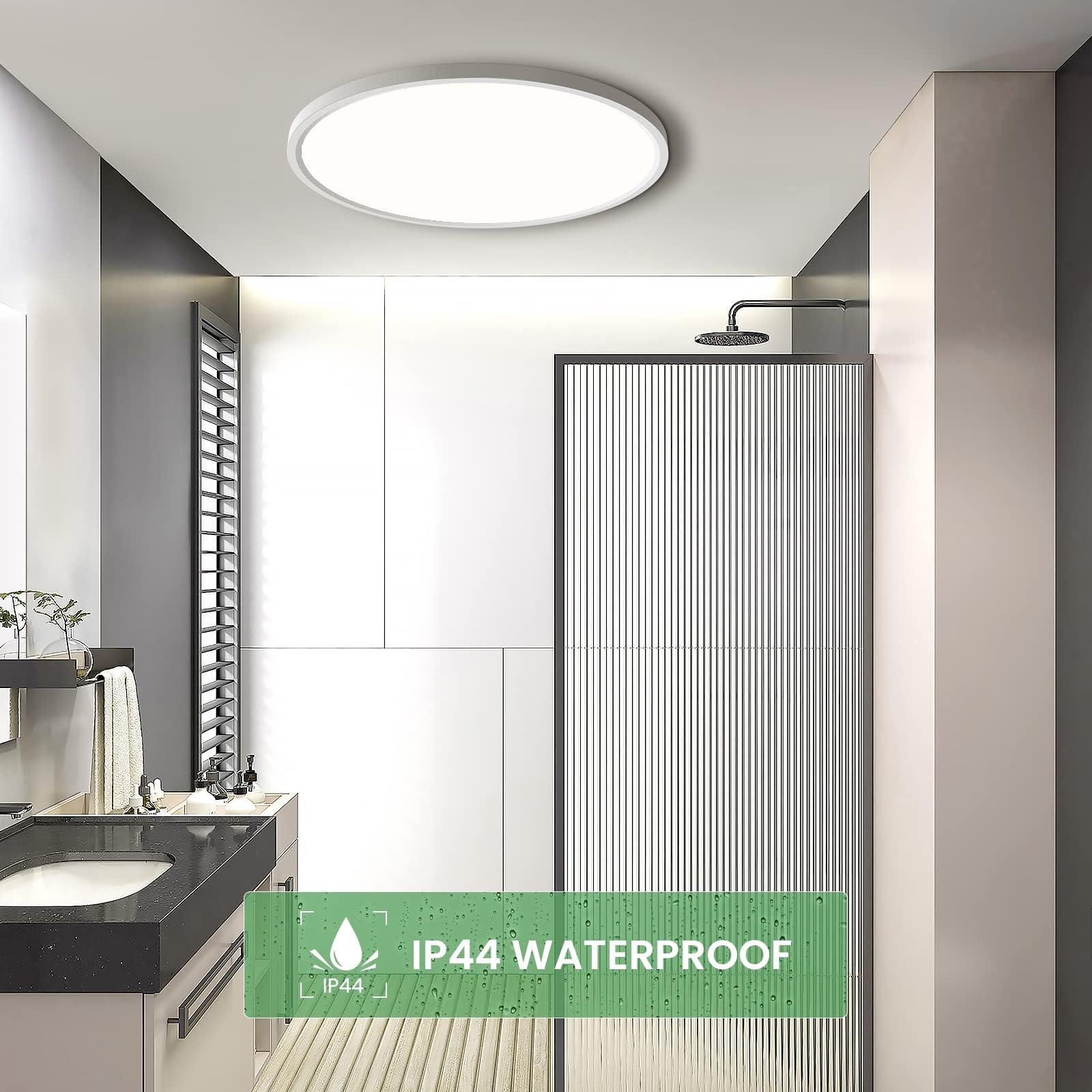 OTREN Plafoniera LED Soffitto, Lampadario Bagno 2400lm, Lampada Luce Moderna per Camera da Letto, Cucina, Soggiorno, Ufficio, Balcone, 4000K Luce Calda, Ø30CM