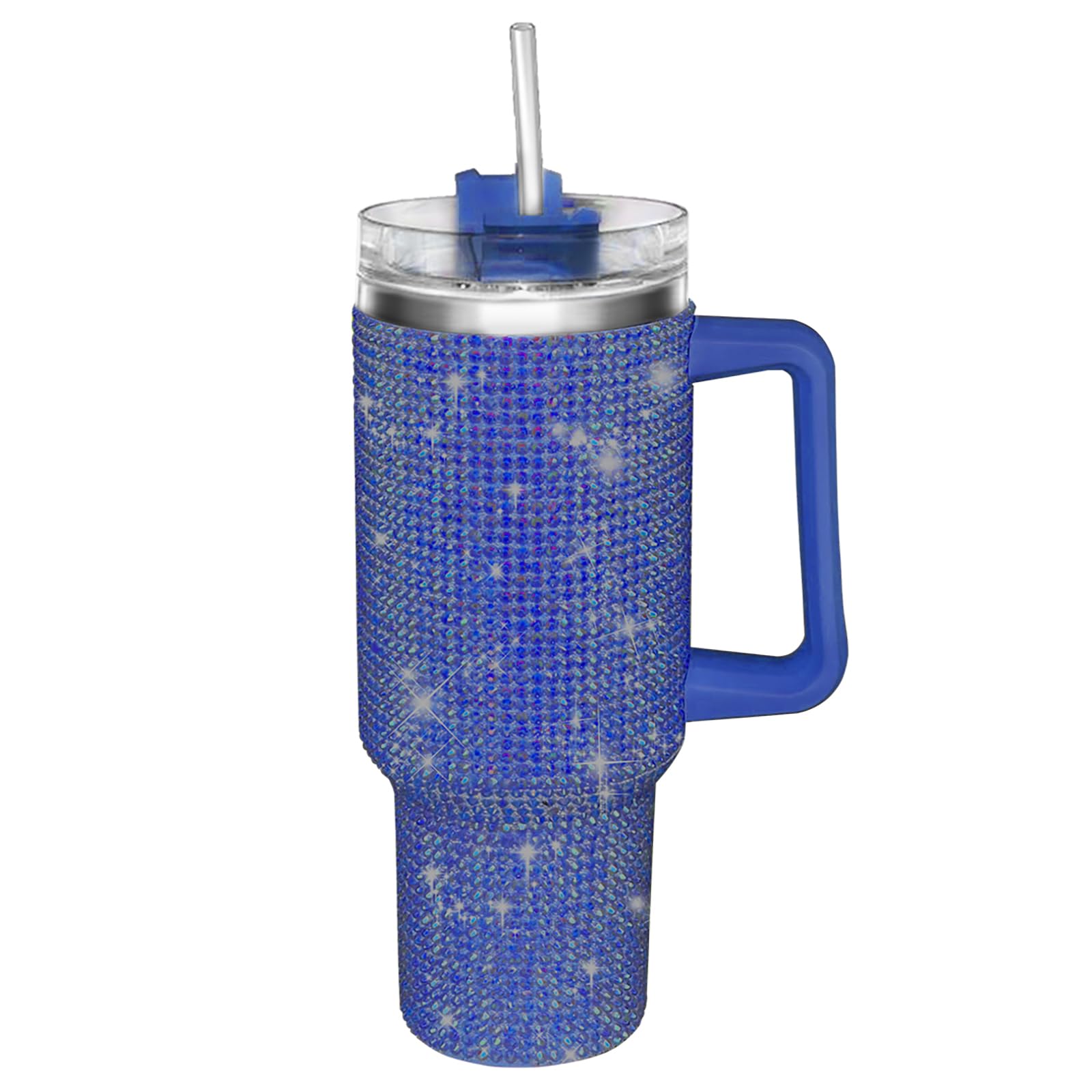 40oz Tumbler with Handle and Straw, Glitter Rhinestones Tumbler Bling Cups | Insulated Leakproof Stainless Steel Water Bottle Diamond Studded Travel Tumbler-Birthday Gifts for Women, Mom, Girls(Pacific)