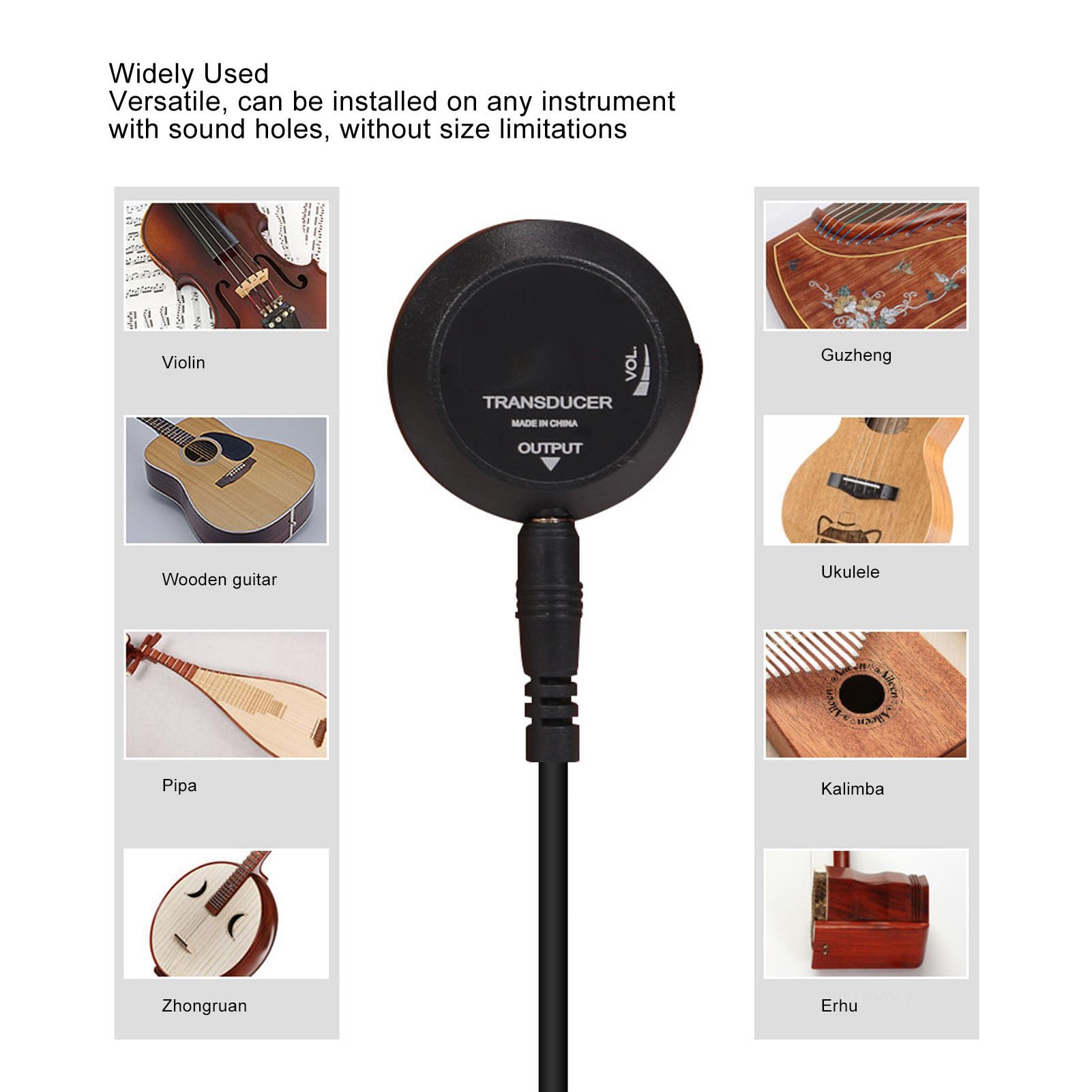 Piezo Pickup Contatto Regolabile, Microfono Autoadesivo Mini per Chitarra, Ukulele, Violino - Suono Professionale, Installazione Facile, Nessuna Batteria Necessaria