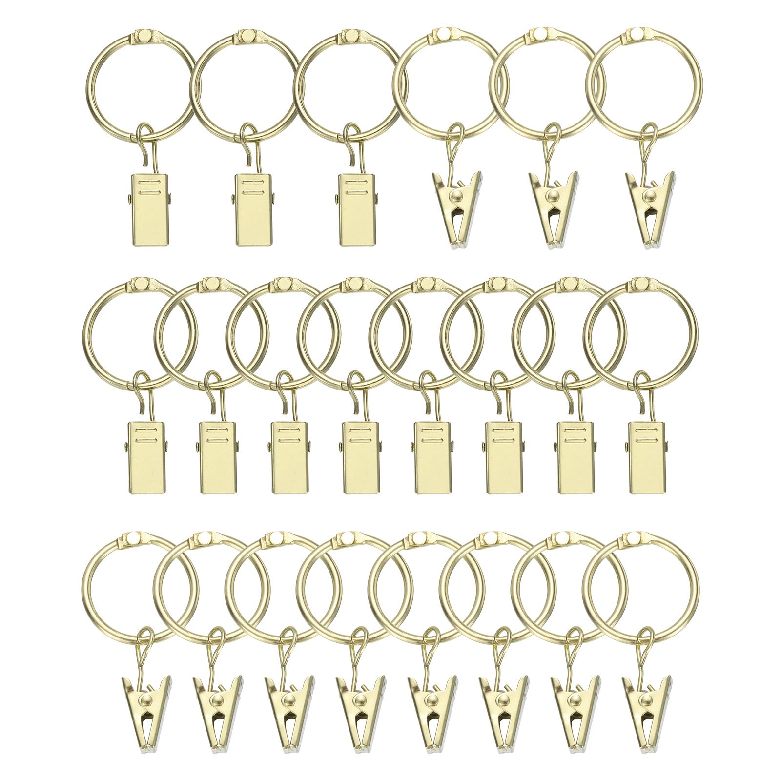 Anillos de cortina con clips uxcell metalicos decorativos con acabado dorado de alta calidad