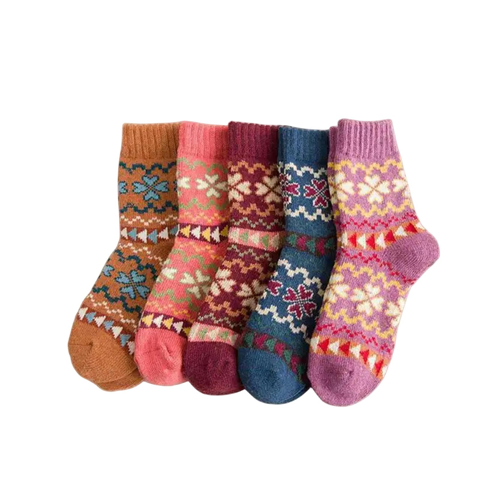 Calzini 5 Paia Da 5 Coppie Di Calze Calde Invernali Da Donna Modello Casual Più Spessa Contro Il Freddo Sox