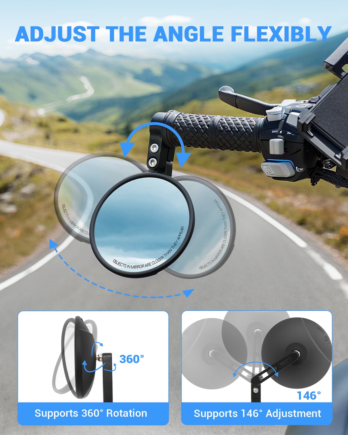 SUPAREE Specchietti Moto Universali specchietti moto manubrio omologati specchietti moto pieghevoli Adatto a Manubri con Diametri di 22 mm e 25,4 mm per Scooter Cruiser