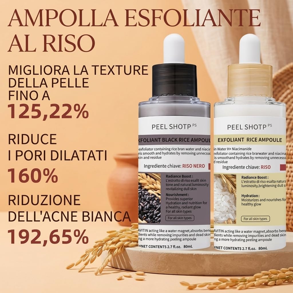 Velia Korean Peel Shot – Cura Viso Illuminante Con Azione Esfoliante E Idratante Per Migliorare L Aspetto Della Pelle Durante L Uso Quotidiano (riso giallo)