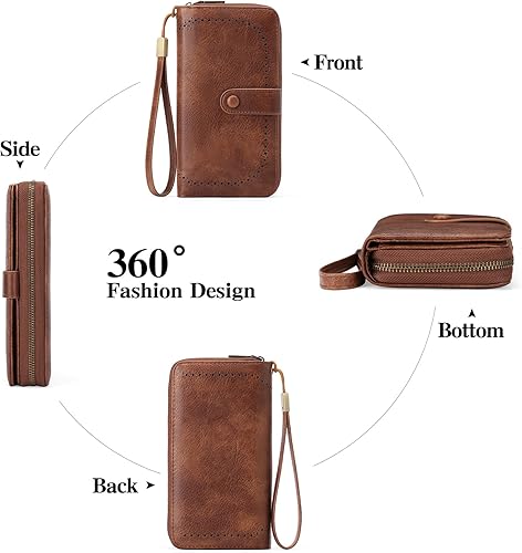 Miniatura 4 de GAEKEAO Leather Credit Card Holder Wallet for Women RFID Blocking Large Capacity Bifold Zipper Card Case Organizer with Wristlet 45 Slots