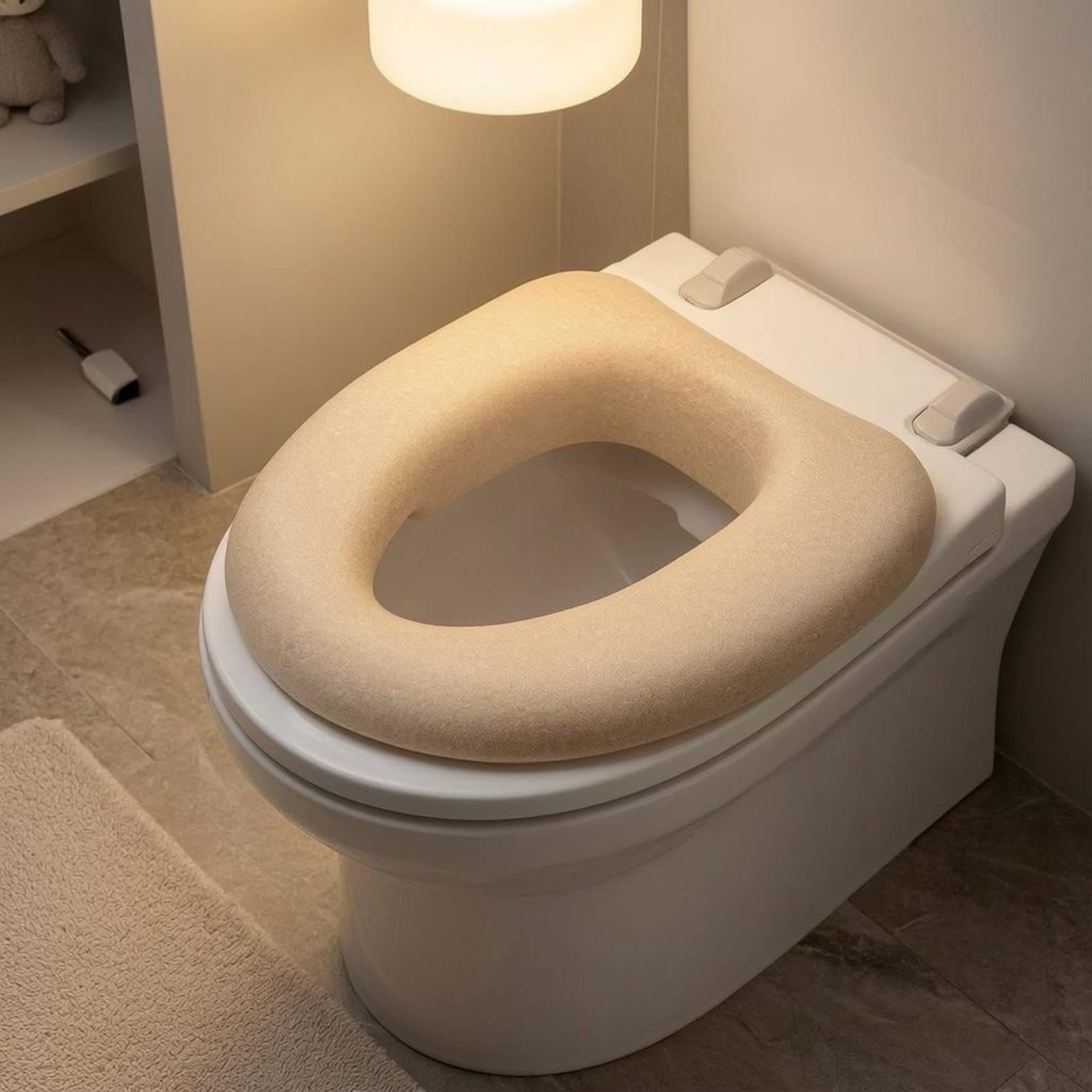 Cuscino per Sedile WC Rialzato Booster Schiuma Imbottitura Soffice Superficie Impermeabile Adatto a Anziani Persone Deboli Bagno Casa, Cachi