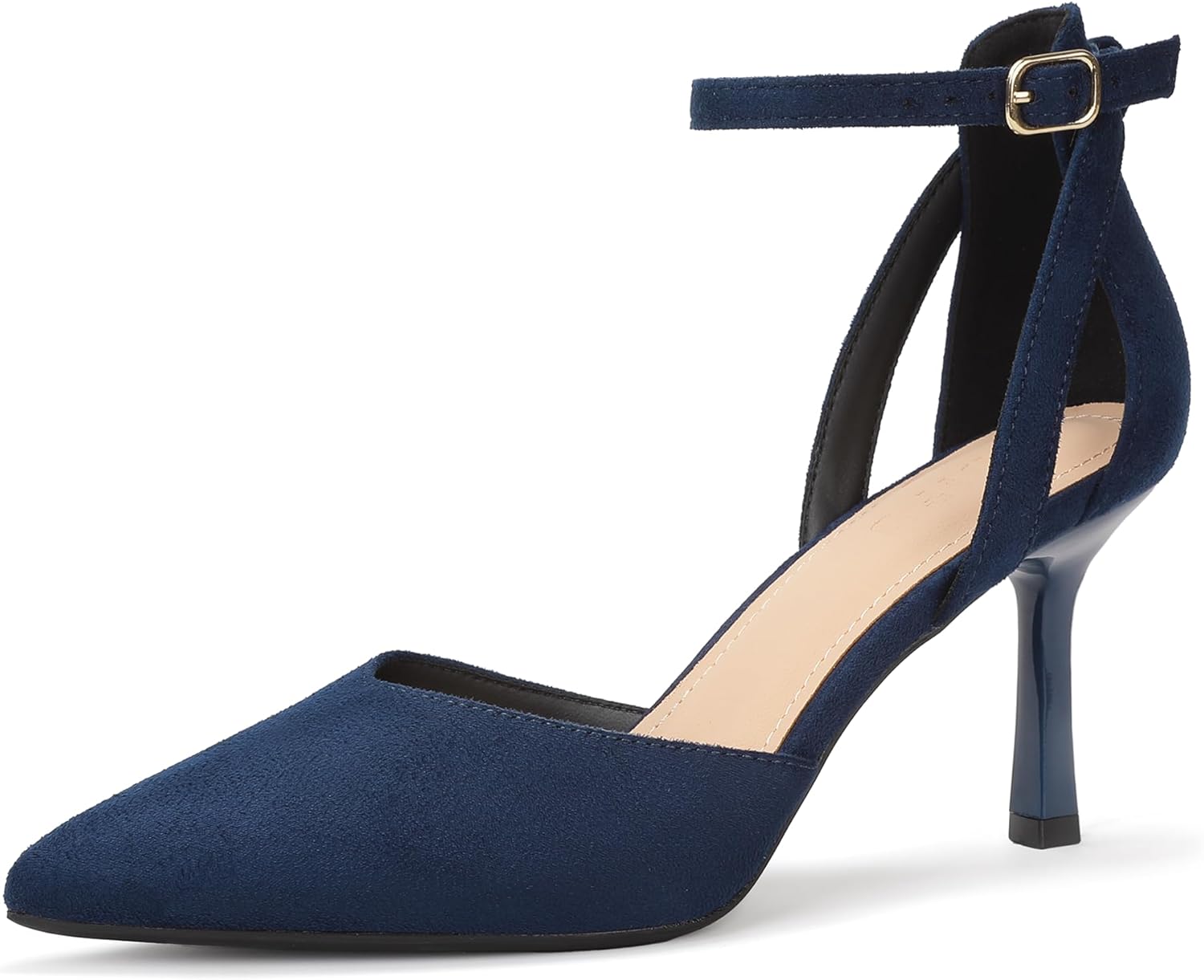 IDIFU IN3 Womens Closed Toe Stiletto High Heels Pumps Pointed Toe Kitten Heels Wedding Bridal Bride Party Prom Work Dress Shoes for Women Comfortable Dressy Casual Cute Ankle Strap Pumps Shoes