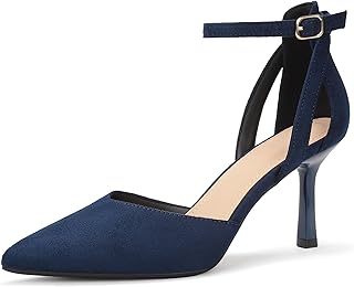IN3 Womens Closed Toe Stiletto High Heels Pumps Pointed Toe Kitten Heels Wedding Bridal Bride Party Prom Work Dress Shoes for Women Comfortable Dressy Casual Cute Ankle Strap Pumps Shoes