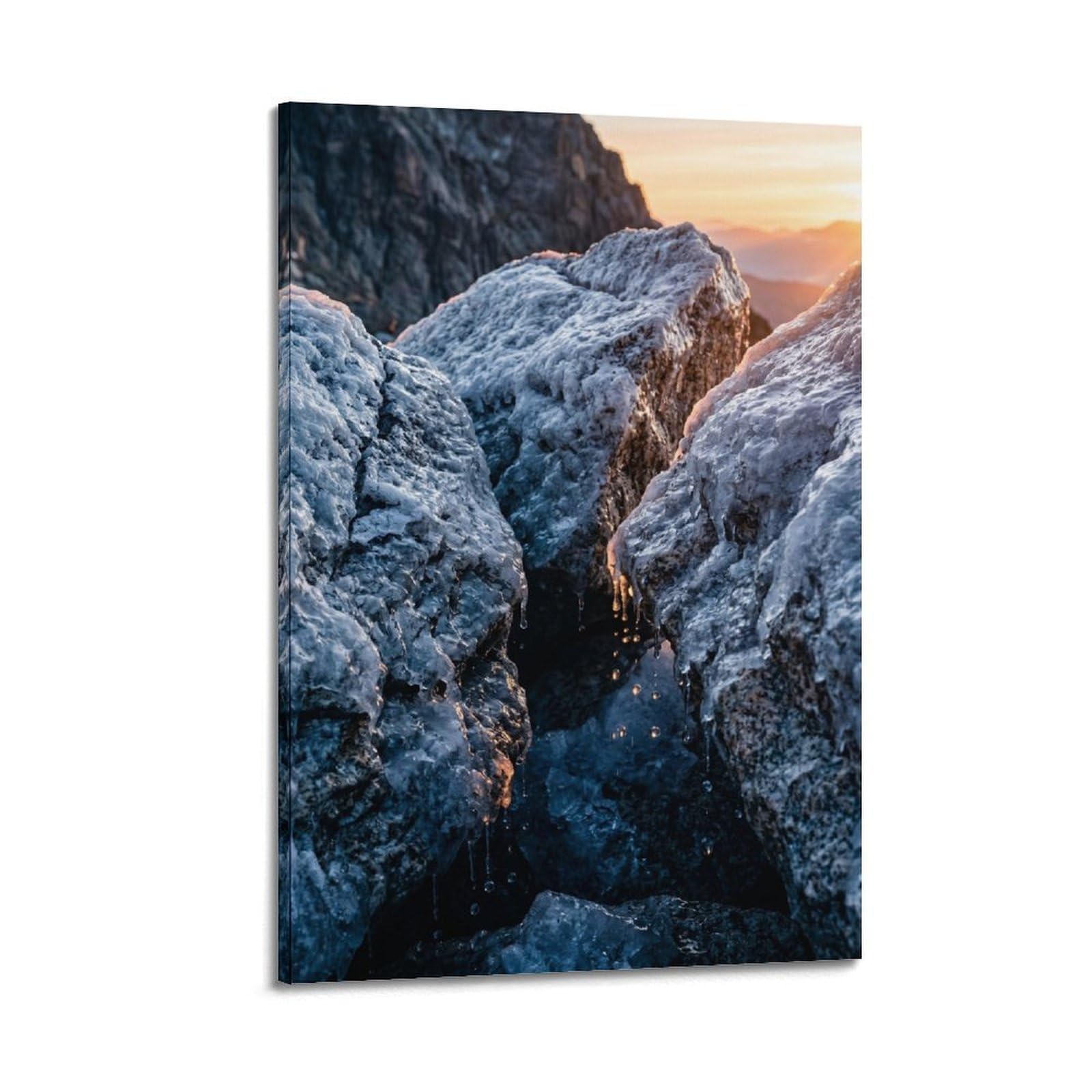 XKUGA Nature Balance Poster Frozen Boulder Cliff Serenity Healing Calm Modern Decorative Canvas Prints - Ideal Wall Art for Family, Man Cave, Game Room, Boys & Girls Bedroom 20x30inch(50x75cm)
