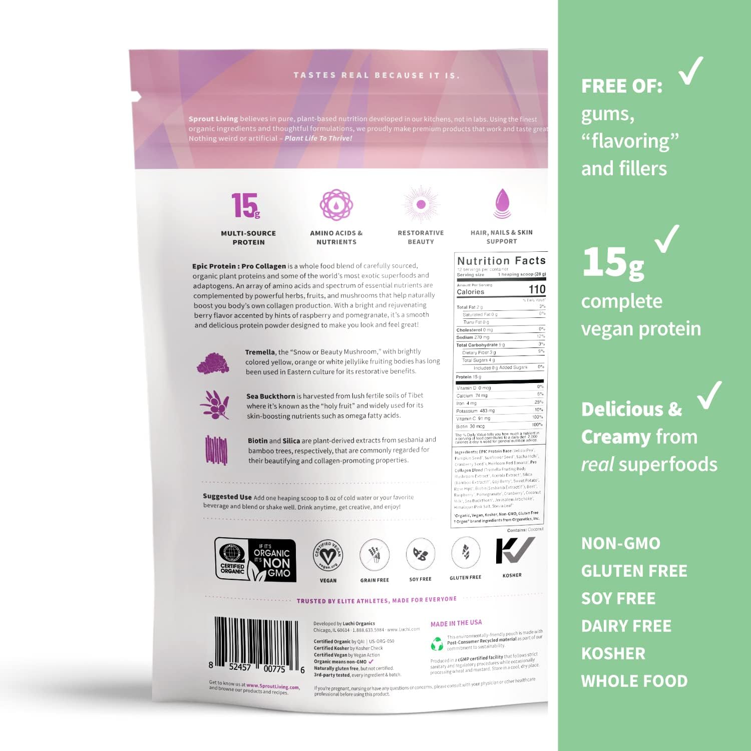 Sprout Living Epic Protein Pro Collagen, 364 g BigaMart