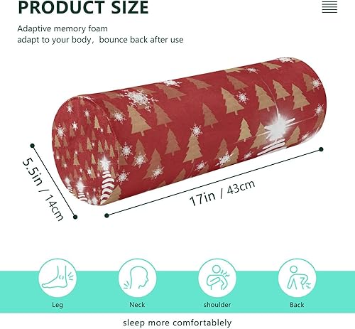 Miniatura 2 de Abstract Snowflakes Christmas Round Bolster Pillow Cervical Neck Roll Pillow Cylinder Round Pillow Inserts for Pillow Neck Support Side Sleeper