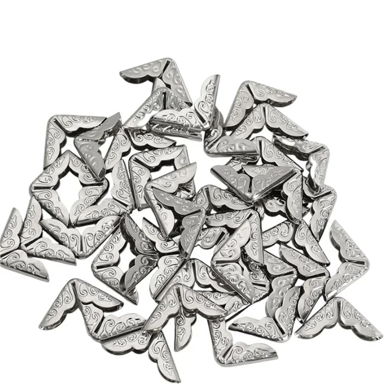 Narożniki do albumów ze zdjęciami, metalowe ochraniacze narożników, opakowanie 50 sztuk scrapbookingu, wielokolorowe 14x20mm(Silver 50pcs)