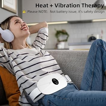 Portable Cordless Heating Pad, Electric Waist Belt Device, Heating Pad for Back Pain, 3-Speed Adjustment, Portable Electric Fast Heating Belly Wrap Belt for Women and Girl (White)