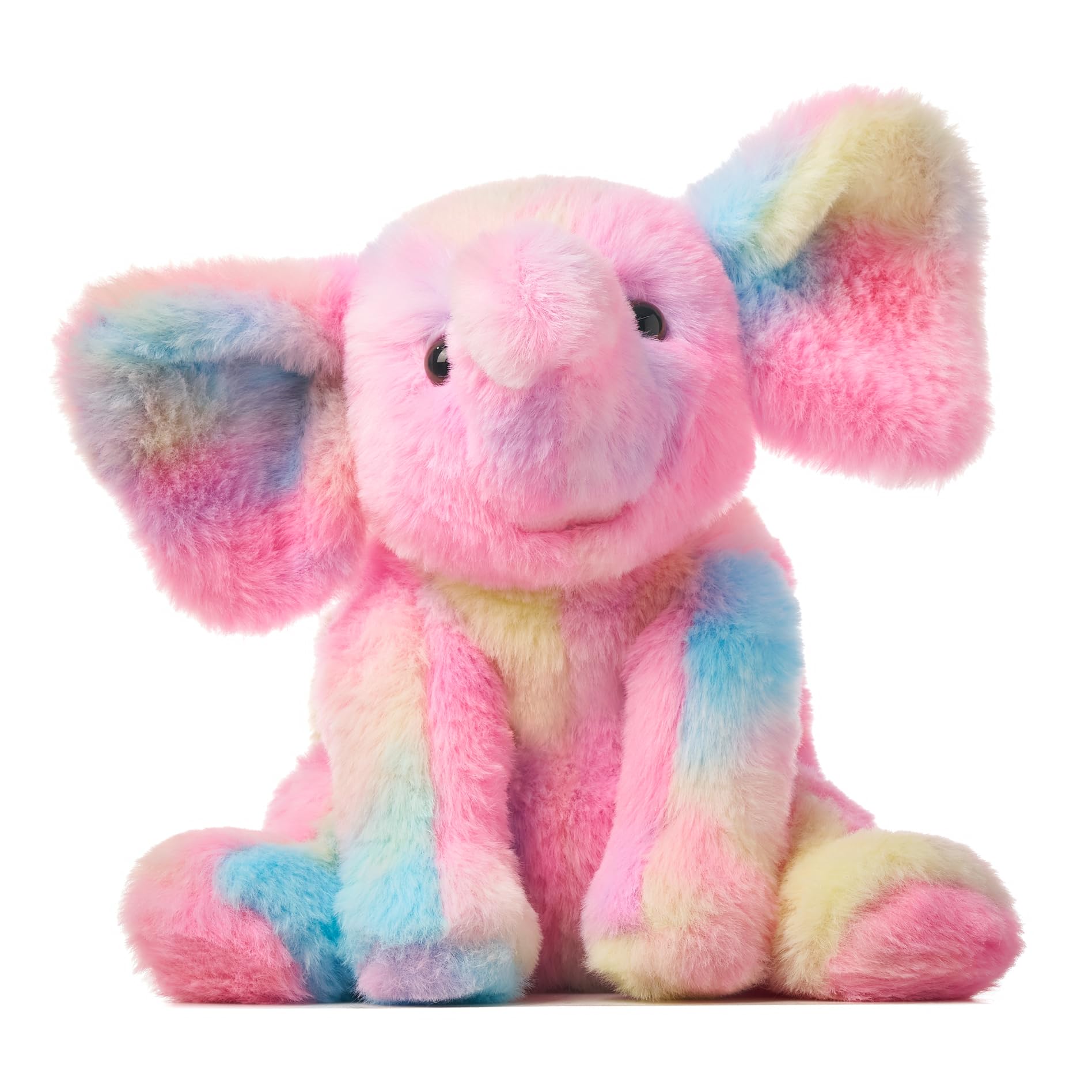 Hopearl Adorable Plush Calf Elephant Toy Floppy Elephish Ultra Soft Haggable Stuffed Animal Holiday Birthday Gift for Boys Girls Kids Toddlers, Rainbow, 9''