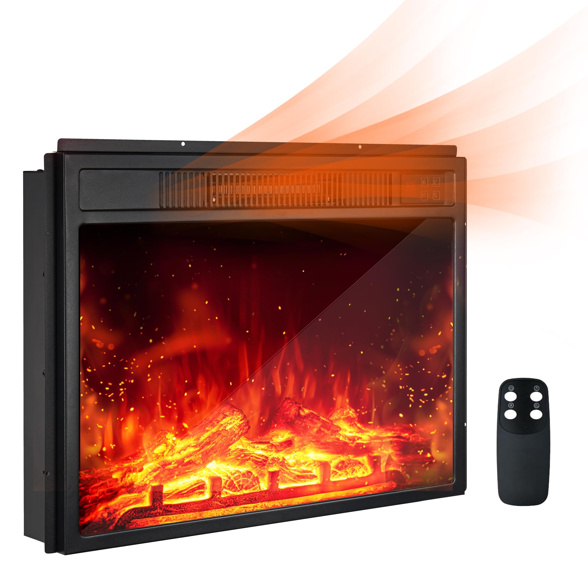 23" Electric Fireplace Insert, Recessed 1500W Fireplace Heater with Timer and Low Noise, Fireplace Insert with Remote Control, 3D LED Flame & Brightness Levels, Thermostat & Overheat Protection