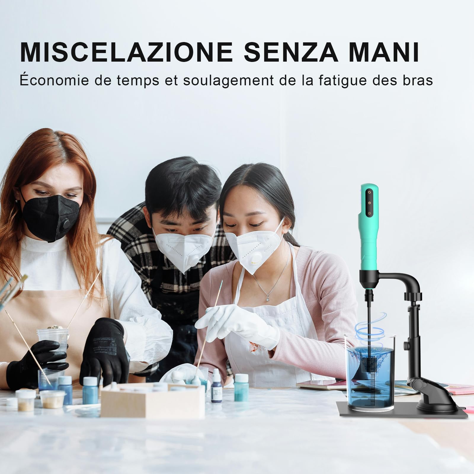 Mezclador de resina epoxi, agitador eléctrico de pintura y mezclador temporizado para resina epoxi, verde claro