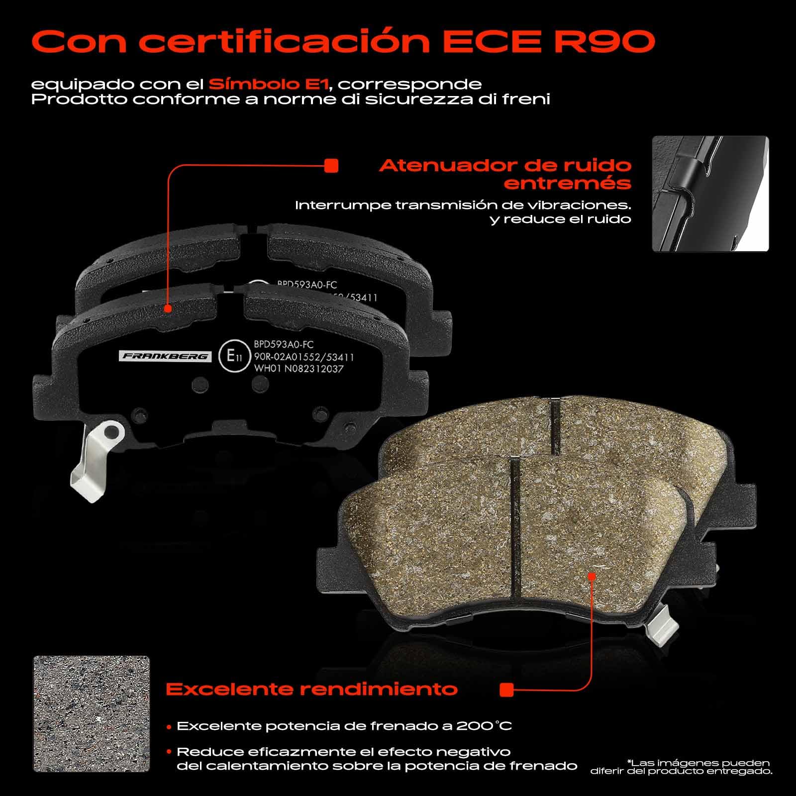 Frankberg 2 discos de freno 4 pastillas de freno | 58101H8A05; Compatible con: Río III UB, i20 GB IB, Río IV FB SC YB, i20 Coupé GB, i20 Active GB IB, Salón Rio III UB